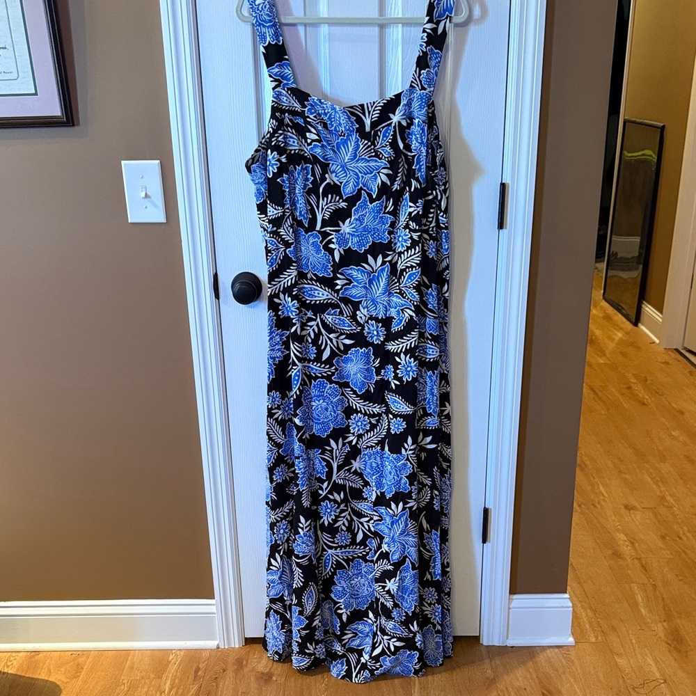 Vince Camuto Black and Blue Floral Maxi Dress